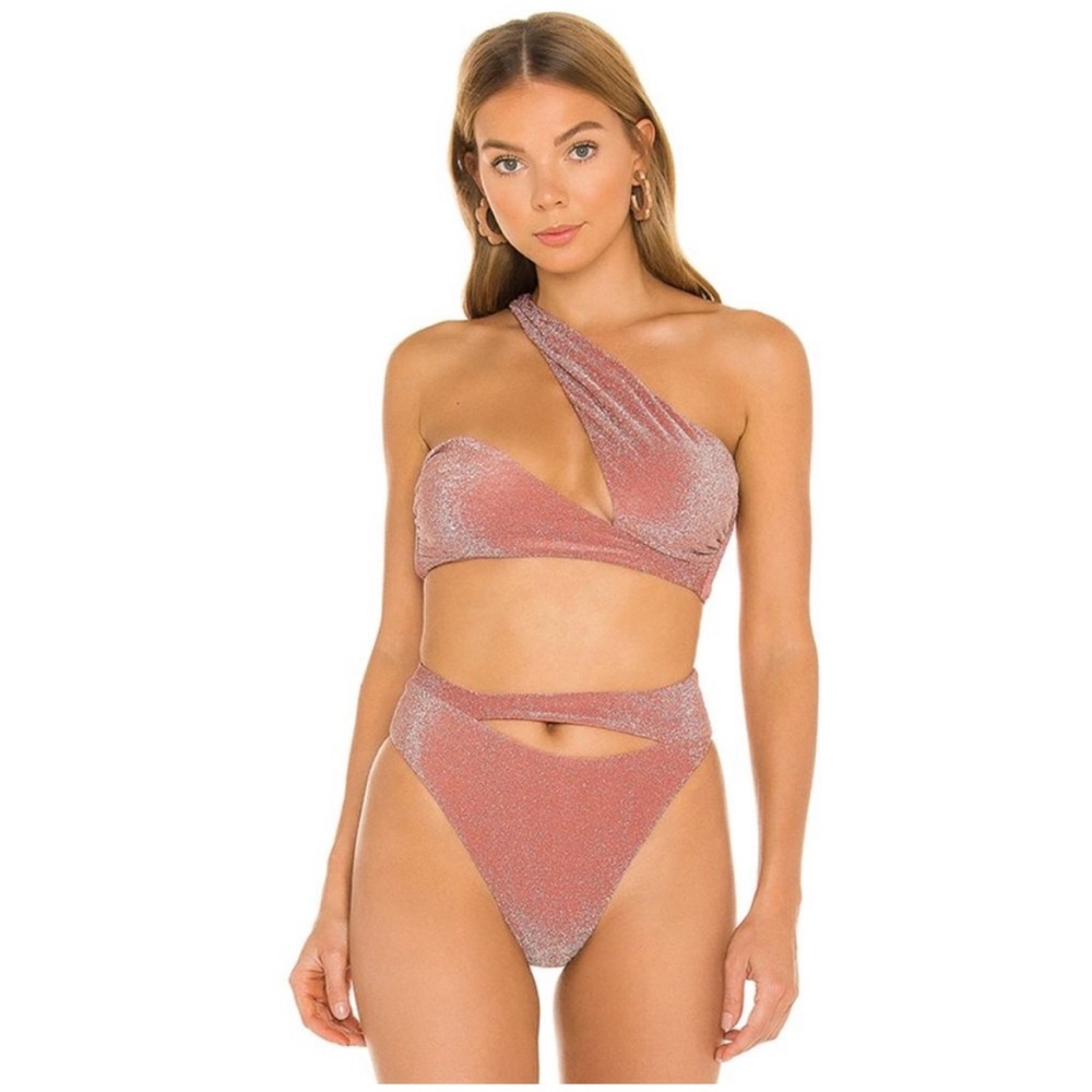 Revolve x LOVEWAVE SWIM The Dunja Bikini Set In Metallic Dusty Rose